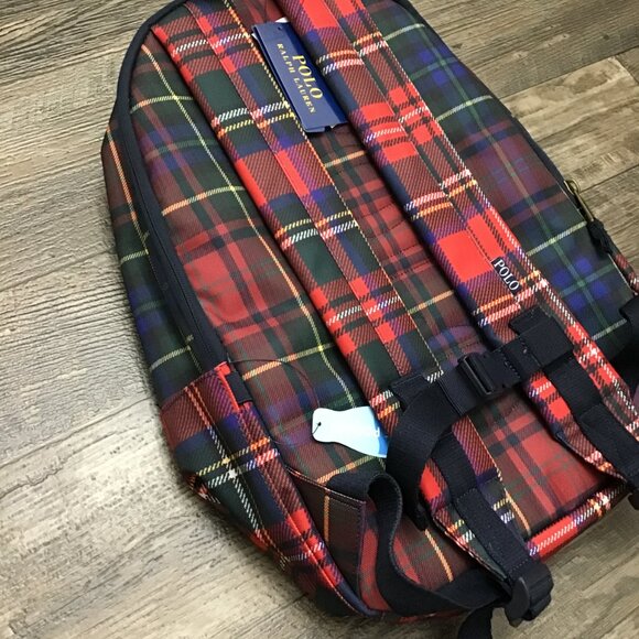 NWT Polo Ralph Lauren 9AR149-Red/Blue/Green Nordic Polo Bear Plaid Backpack O/S - Picture 9 of 12